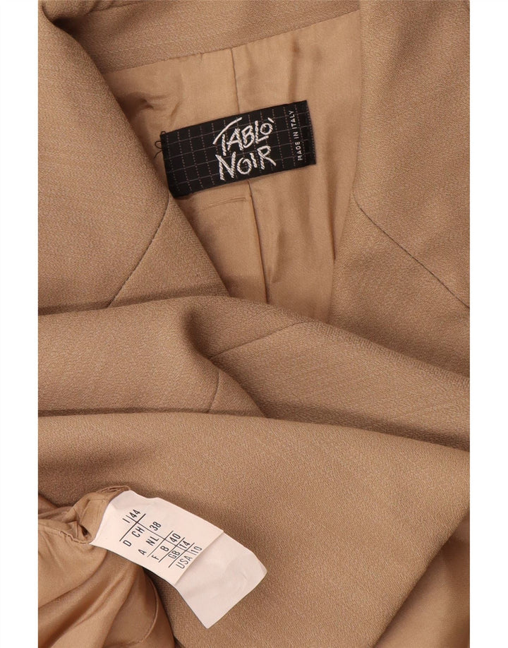 Jaqueta blazer feminina vintage com 4 botões Reino Unido 14 lã virgem bege médio