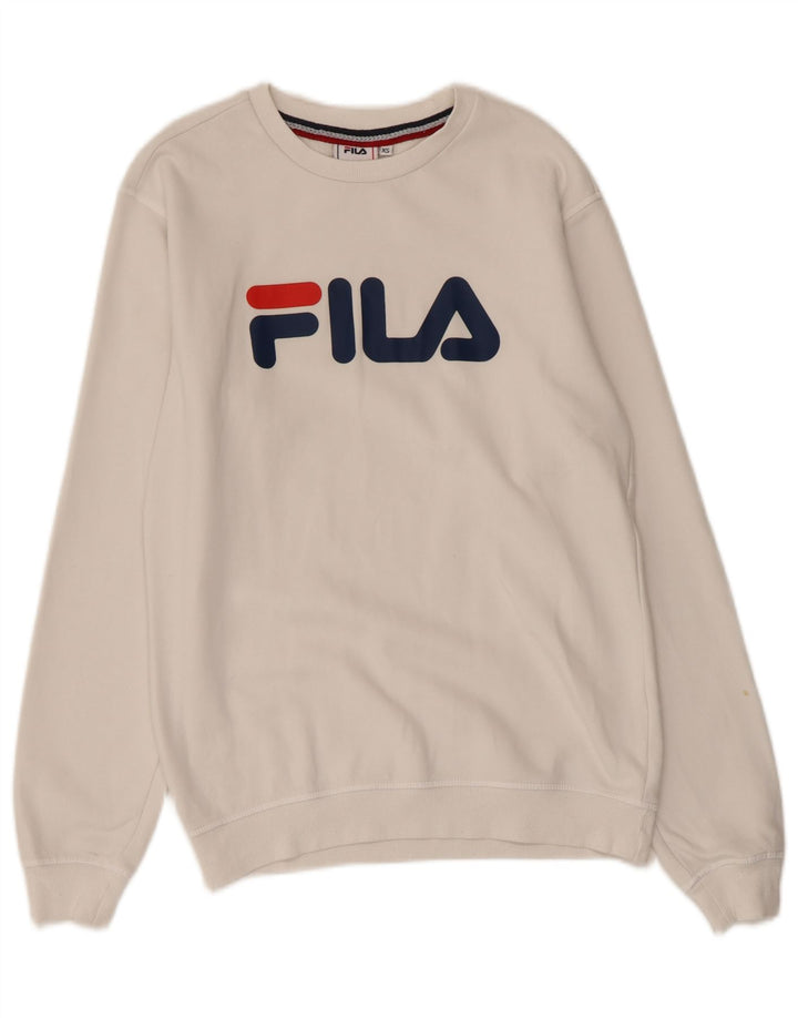 FILA Mens Graphic Moletom Jumper XS Algodão Branco