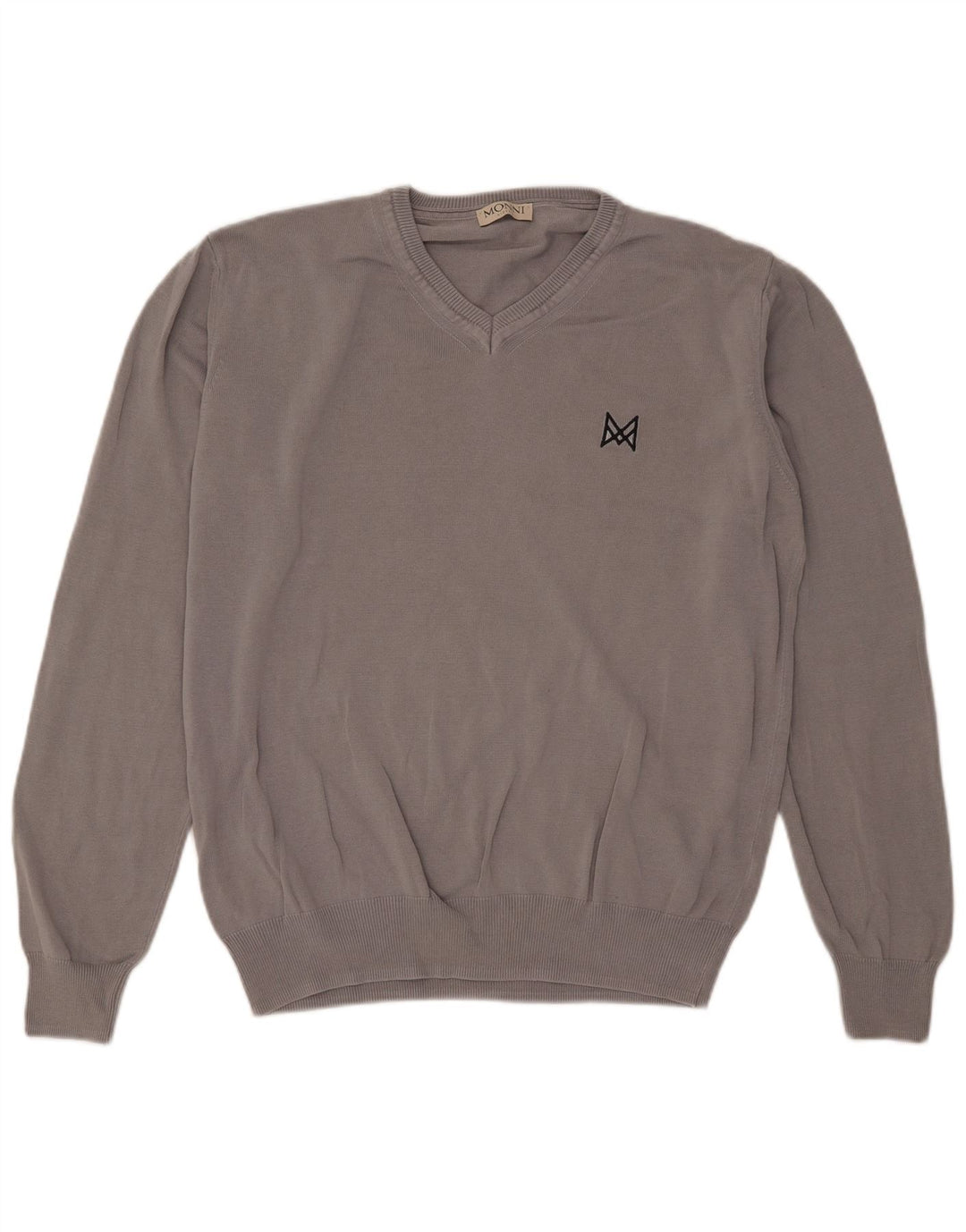 Suéter masculino vintage com decote em V grande algodão cinza