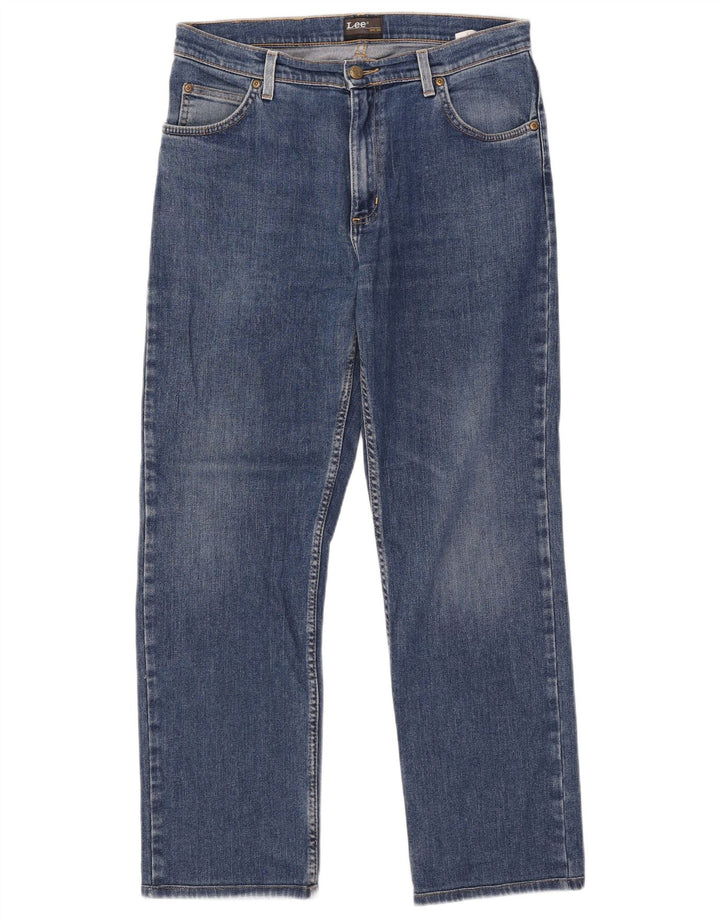 Lee Mens Brooklyn Straight Jeans W34 L28 Azul Algodão
