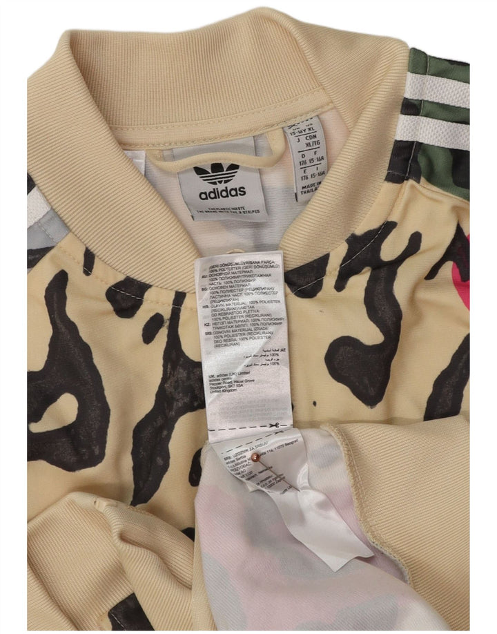 ADIDAS Casaco de treino para meninas 15-16 anos bege estampa animal poliéster