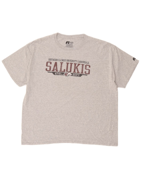 RUSSELL ATLÉTICO Masculino Salukis Gráfico Camiseta Top 2XL Algodão Cinza