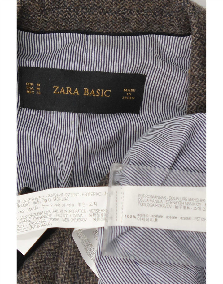 Jaqueta blazer feminina Zara com 1 botão Reino Unido 12 acetato espinha de peixe cinza médio