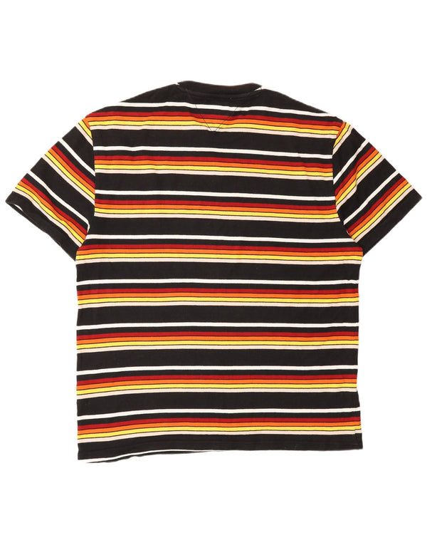 Tommy Hilfiger Camiseta masculina grande de algodão listrado multicolorido