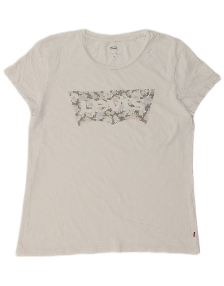 Camiseta feminina gráfica Levi's UK 16 grande branca