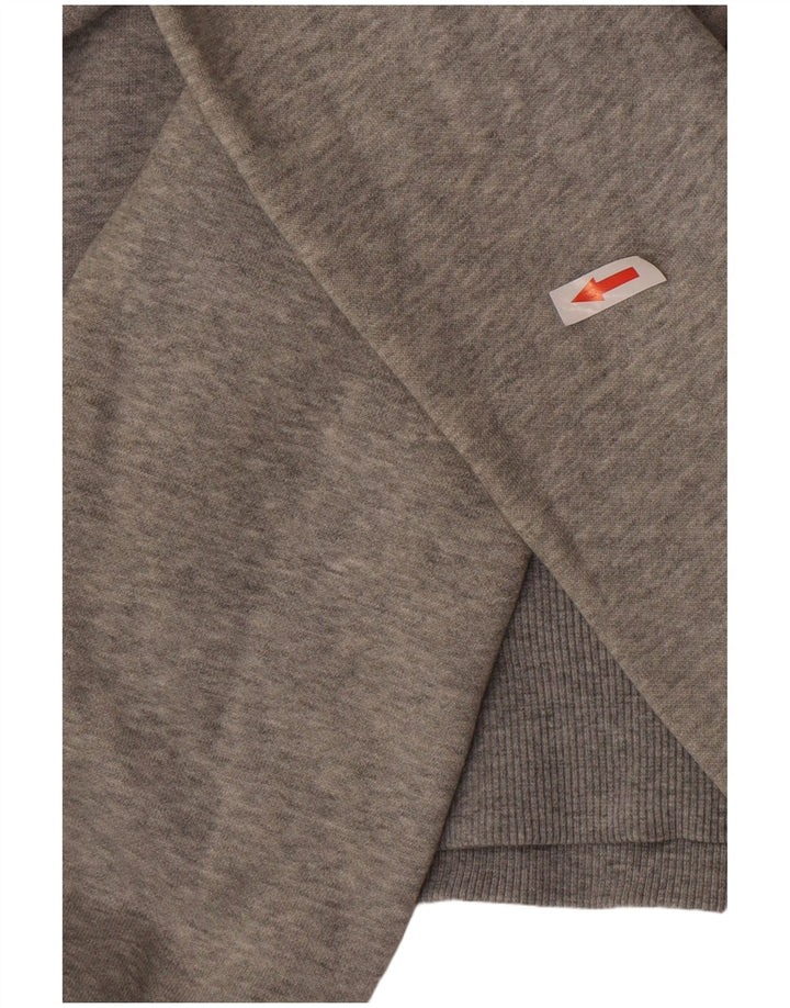 Puma feminino gráfico moletom com capuz UK 12 algodão manchado cinza médio