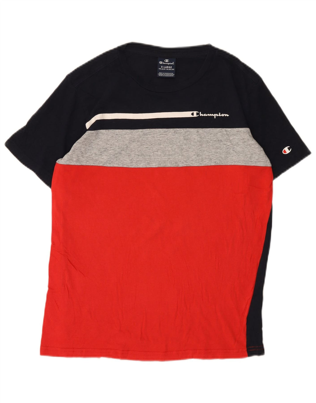 Camiseta CHAMPION Meninos 13-14 Anos XL Preto Colorblock Algodão