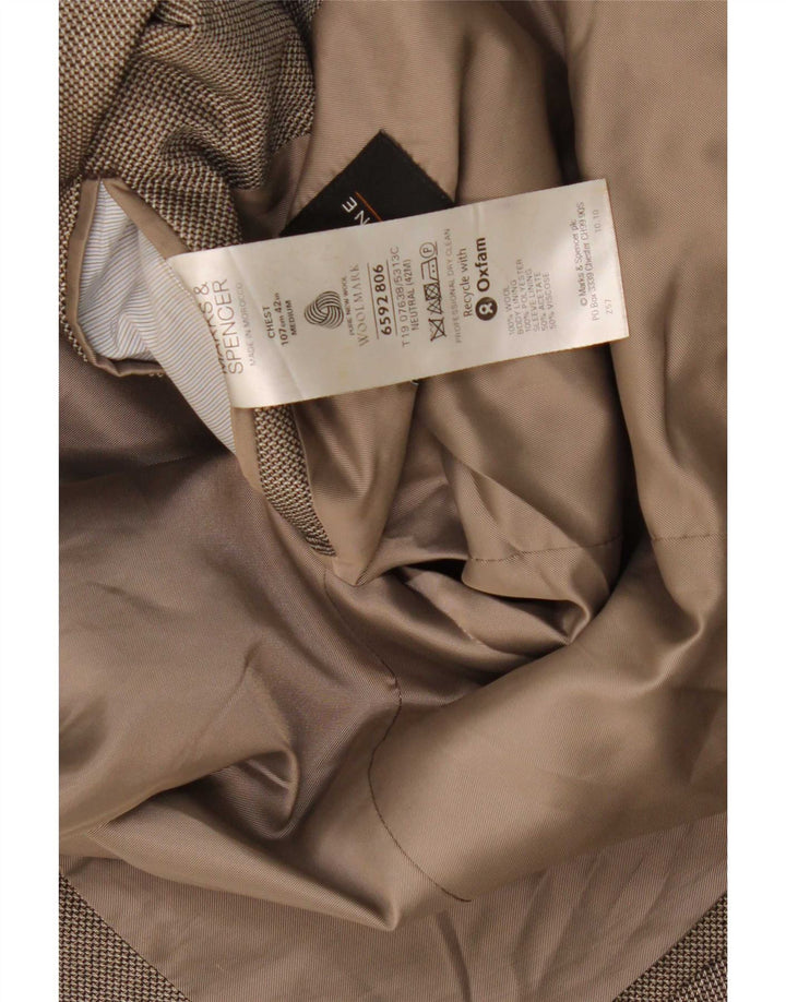 Jaqueta blazer masculina de 2 botões Marks & Spencer Reino Unido 42 grande lã cinza