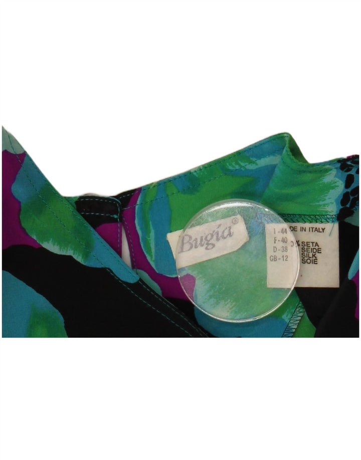 Vestido feminino VINTAGE UK 12 médio floral multicolorido de seda