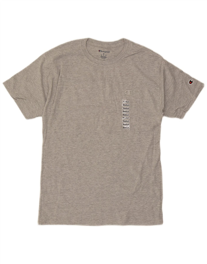 Camiseta masculina Champion algodão manchado cinza médio