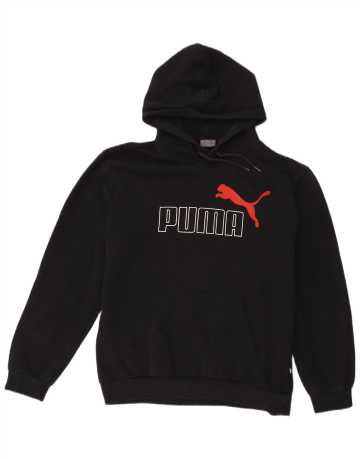 Puma masculino gráfico moletom com capuz médio algodão preto