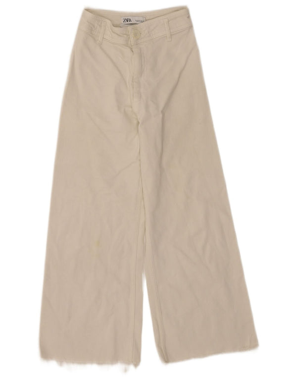 Calça jeans feminina Zara The Marine High Rise Straight EU 34 2XS W24 L24 branco
