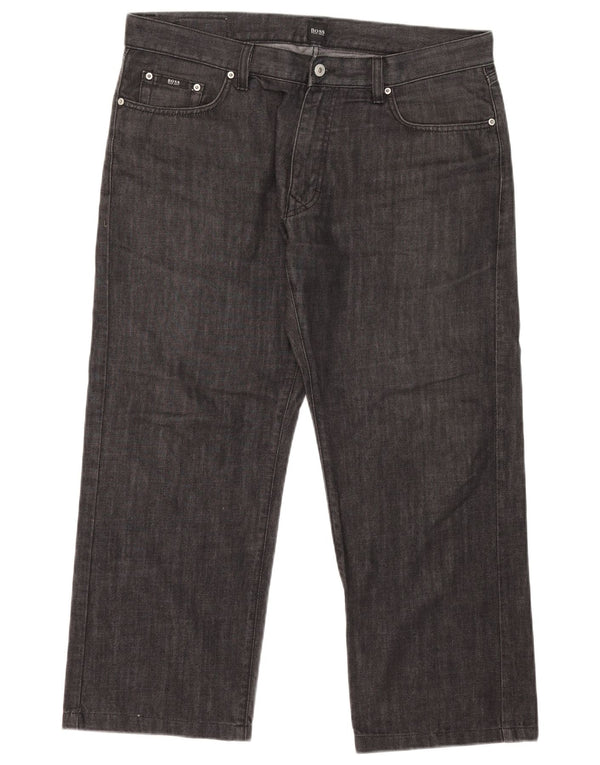 Hugo Boss Mens Straight Jeans W38 L26 Algodão Preto