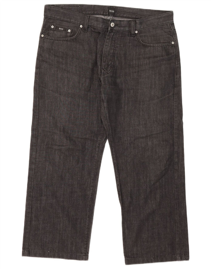 Hugo Boss Mens Straight Jeans W38 L26 Algodão Preto