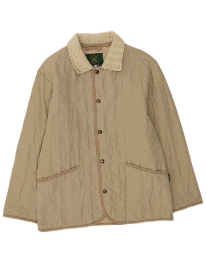 Jaqueta acolchoada masculina vintage de poliéster verde pequeno Reino Unido 36