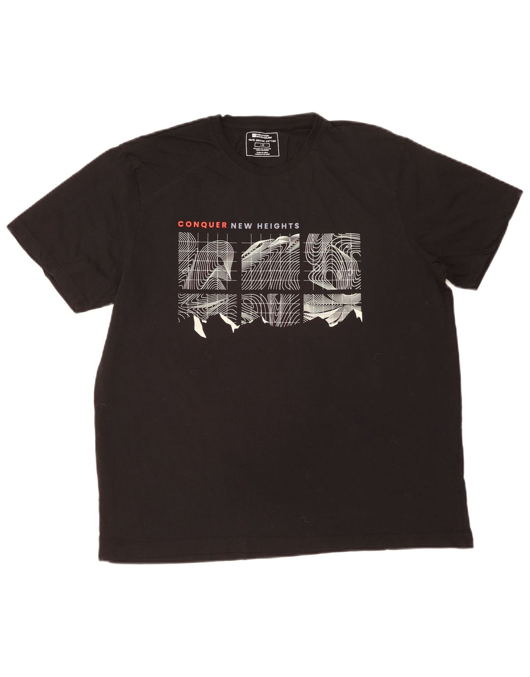 Camiseta gráfica masculina MOUNTAIN WAREHOUSE grande algodão preto