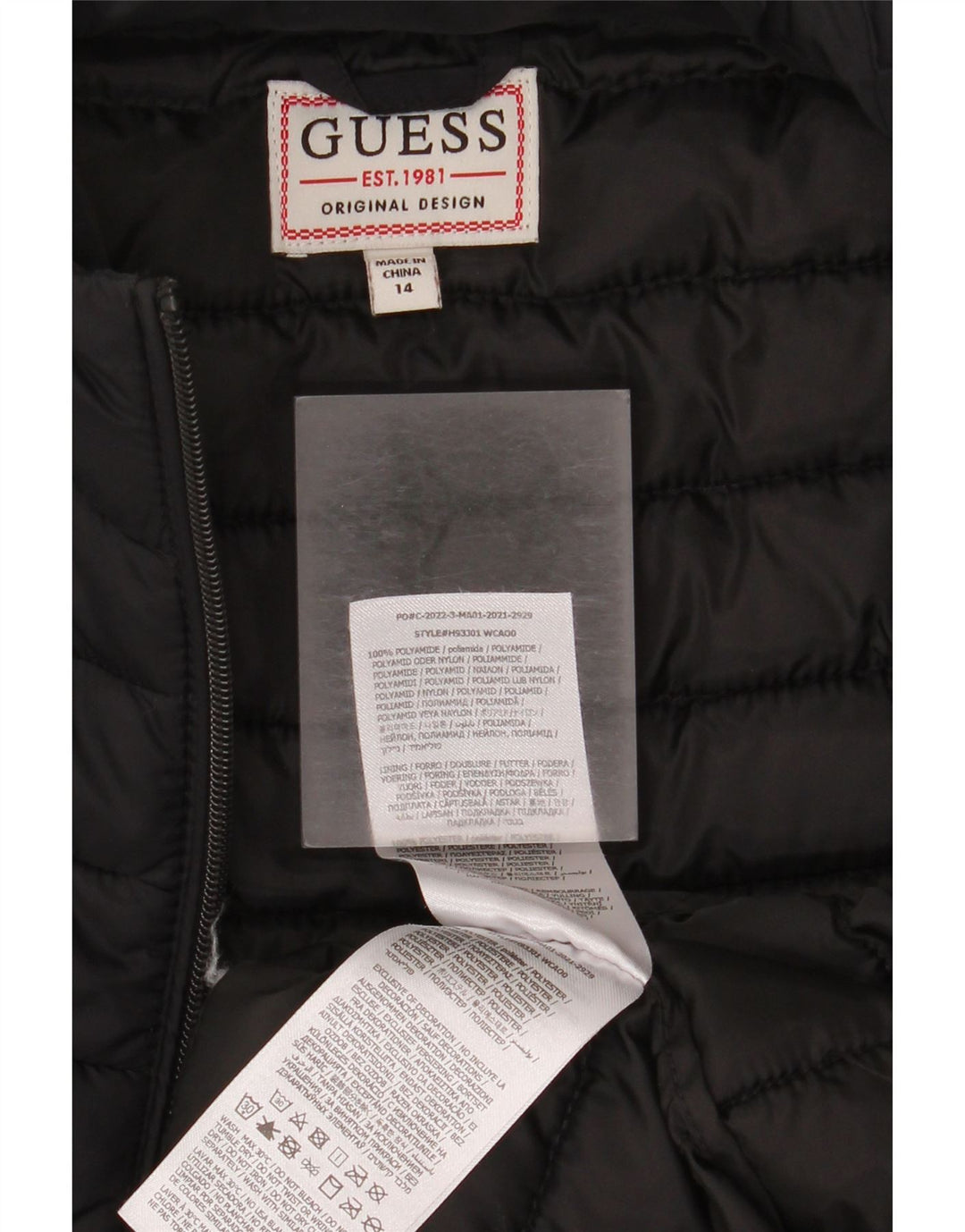 Colete Guess Boys Acolchoado 13-14 Anos Preto Poliamida