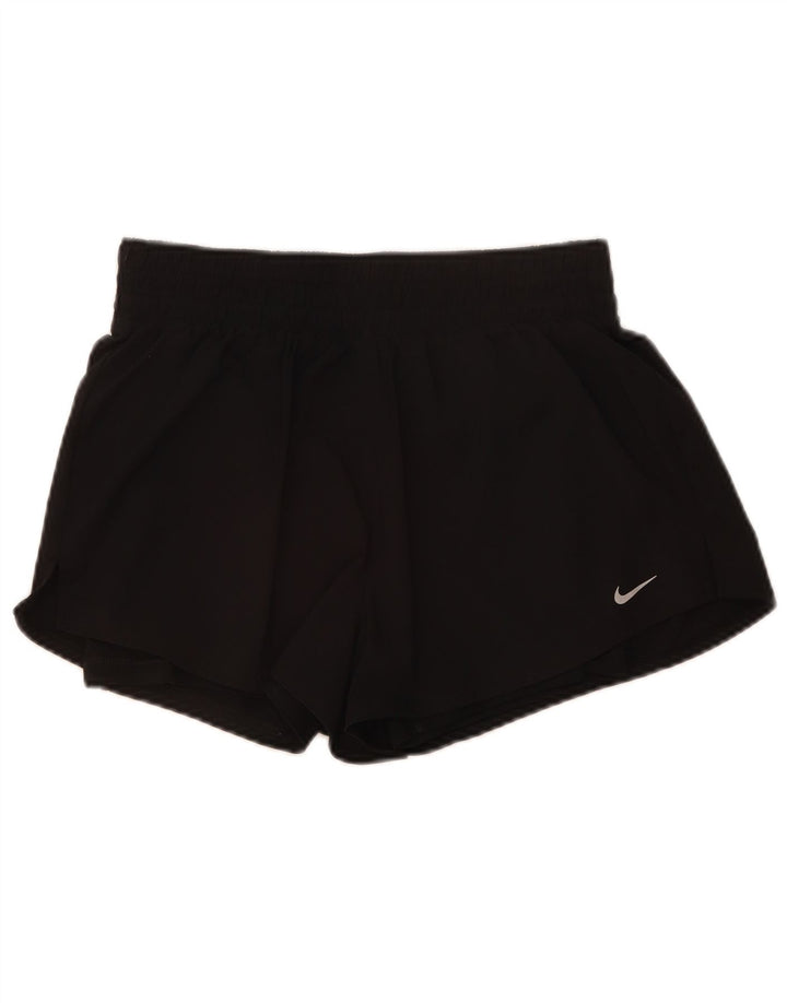 Shorts esportivos femininos Nike Dri Fit UK 12 poliéster preto médio