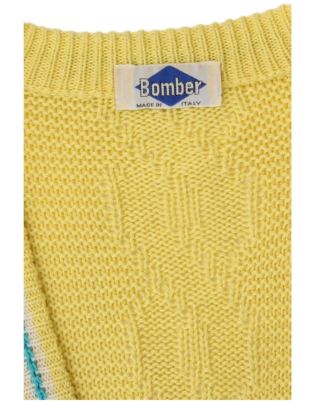 Suéter cardigã masculino vintage amarelo médio