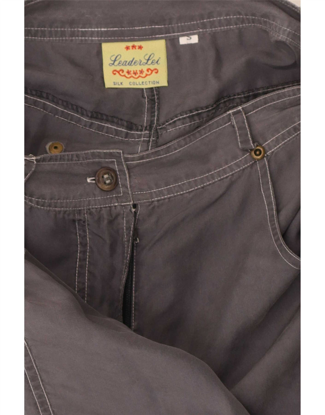 Saia Midi Feminina Vintage Pequena W24 Seda Cinza