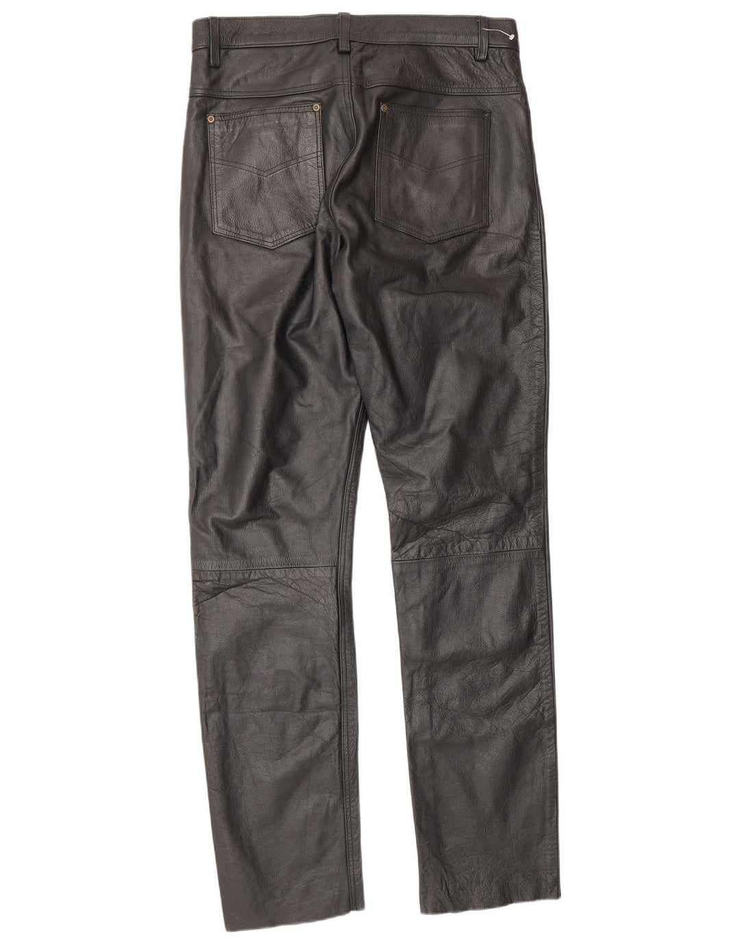 Calças de couro masculinas vintage W34 L34 pretas