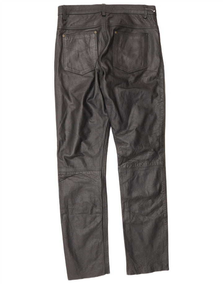 Calças de couro masculinas vintage W34 L34 pretas