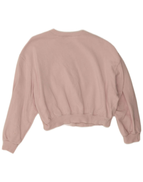 Zara Womens Crop Oversized Moletom Jumper Reino Unido 14 Médio Algodão Rosa