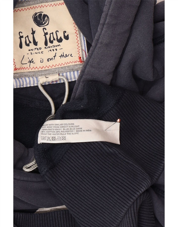 Suéter com capuz gráfico masculino FAT FACE grande algodão azul marinho