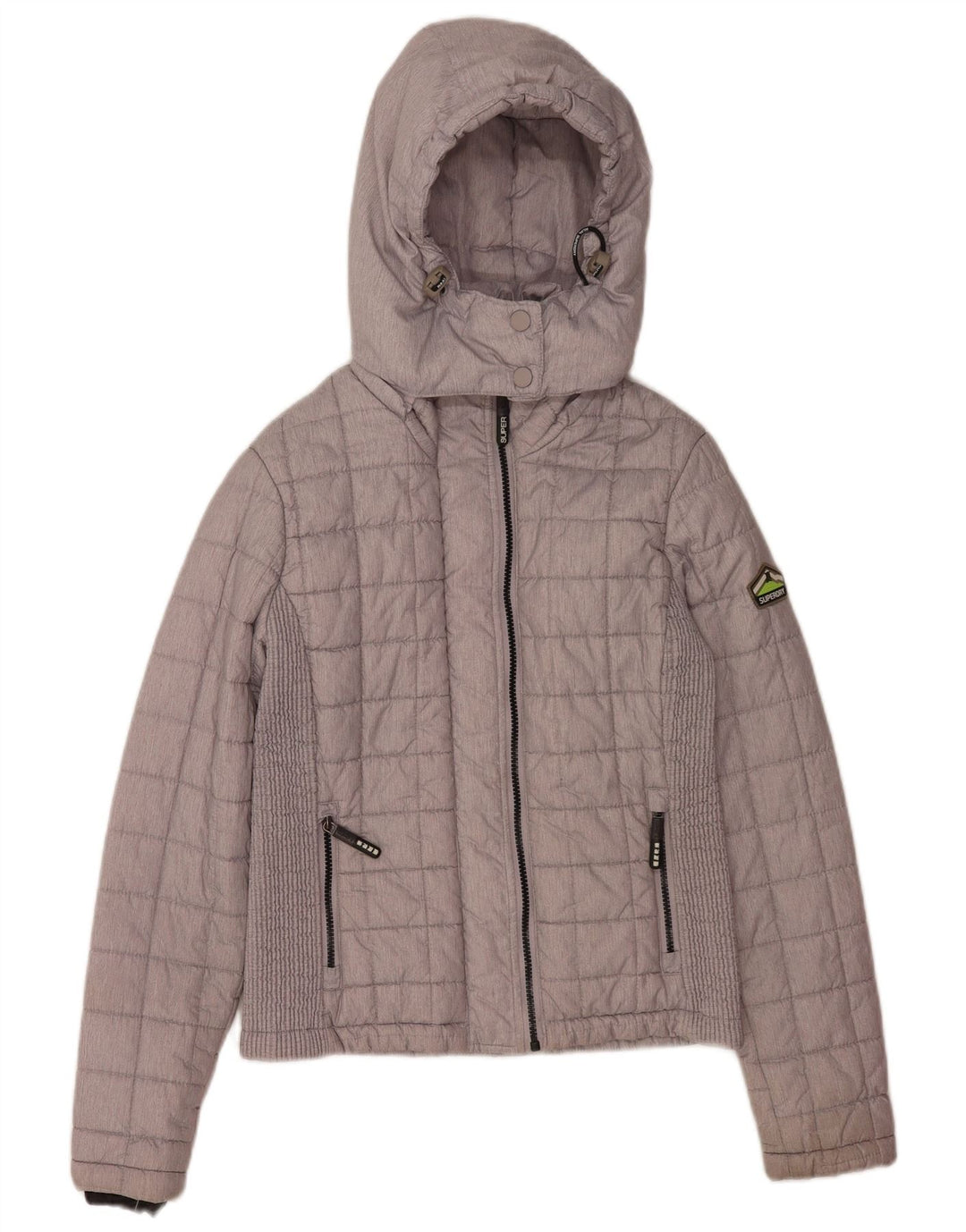 Jaqueta acolchoada com capuz feminina Superdry UK 10 poliéster cinza pequeno
