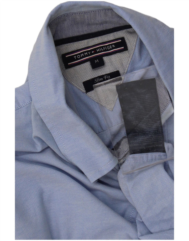 TOMMY HILFIGER Camisa masculina stretch slim fit de algodão azul médio