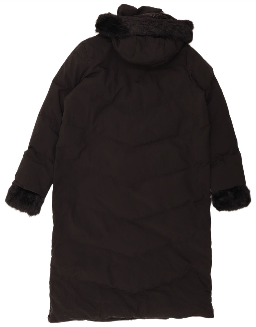 Casaco acolchoado com capuz feminino ZARA UK 16 grande poliéster preto