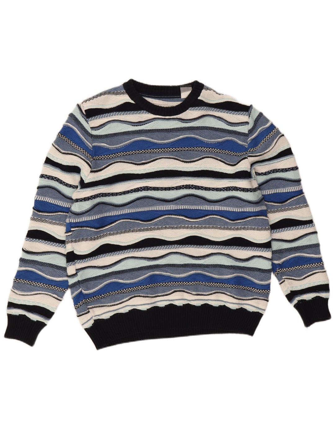 Suéter masculino Roger Kent com gola redonda EU 52 grande bloco colorido azul