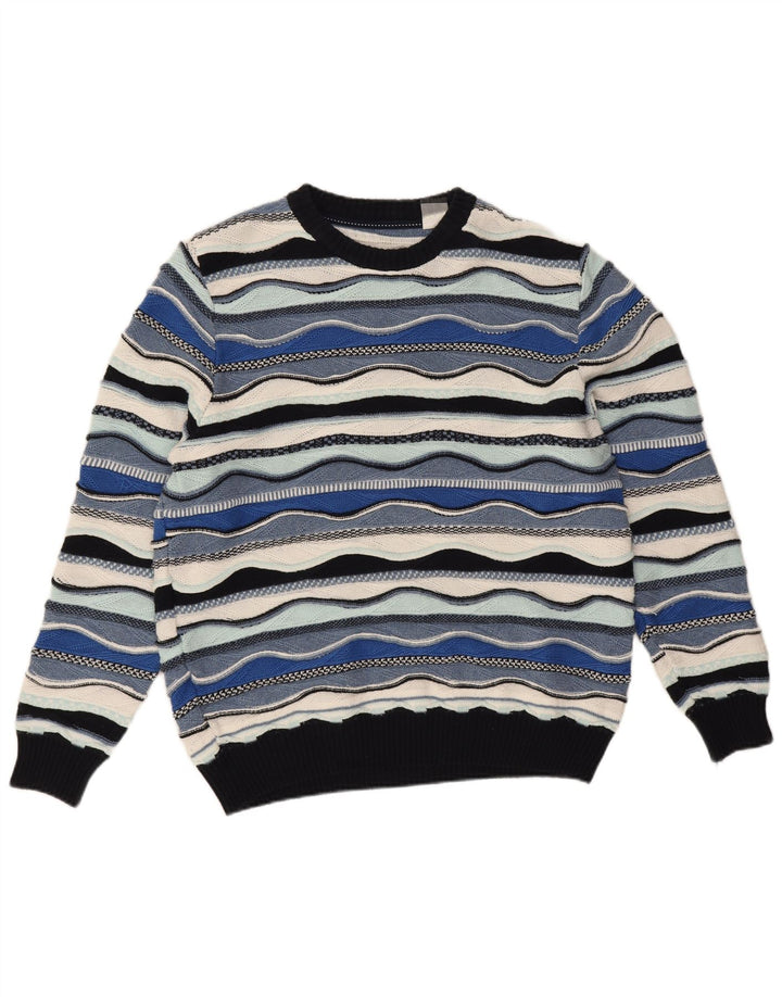 Suéter masculino Roger Kent com gola redonda EU 52 grande bloco colorido azul