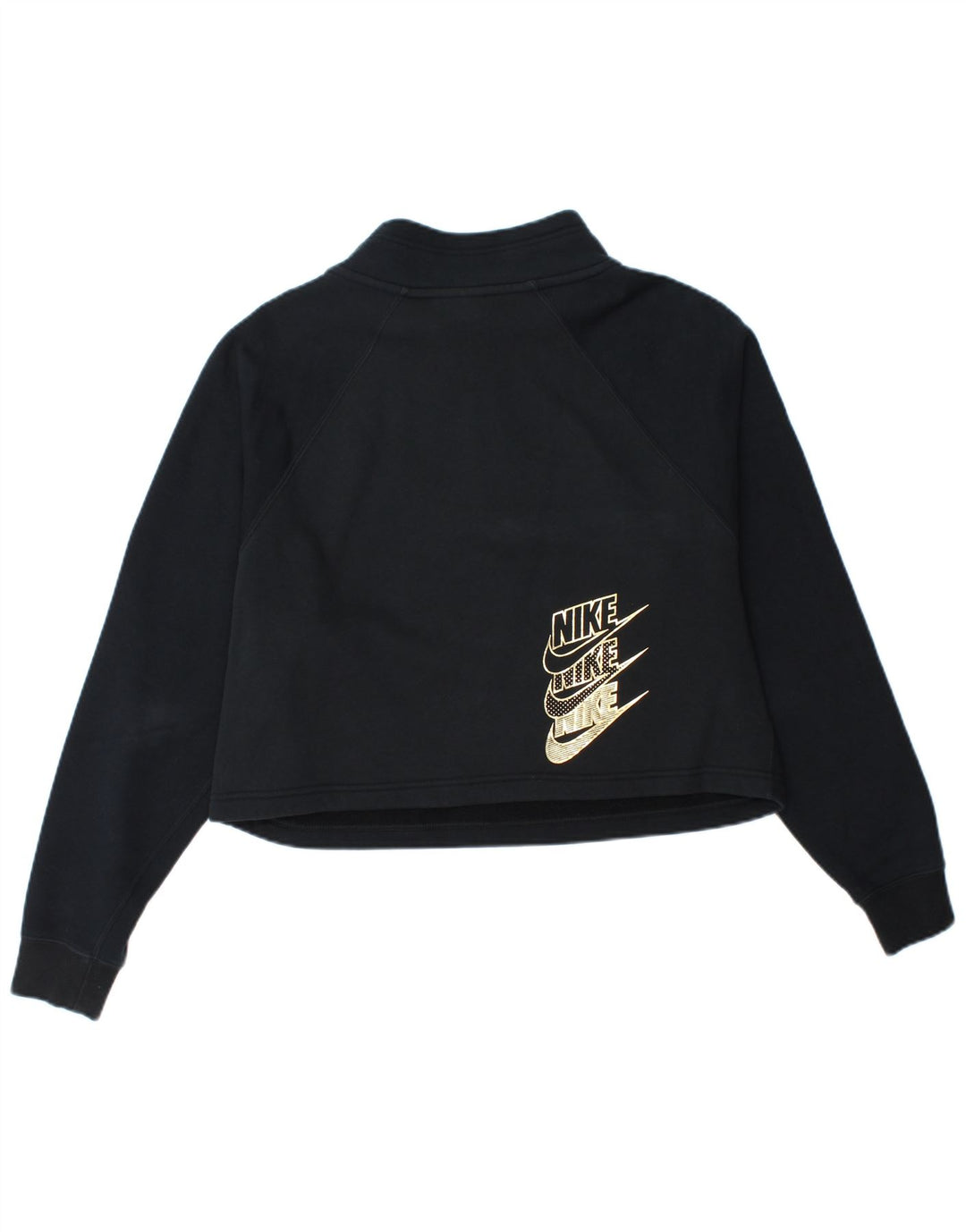 Suéter Nike feminino com gola e zíper gráfico UK 14 médio azul marinho