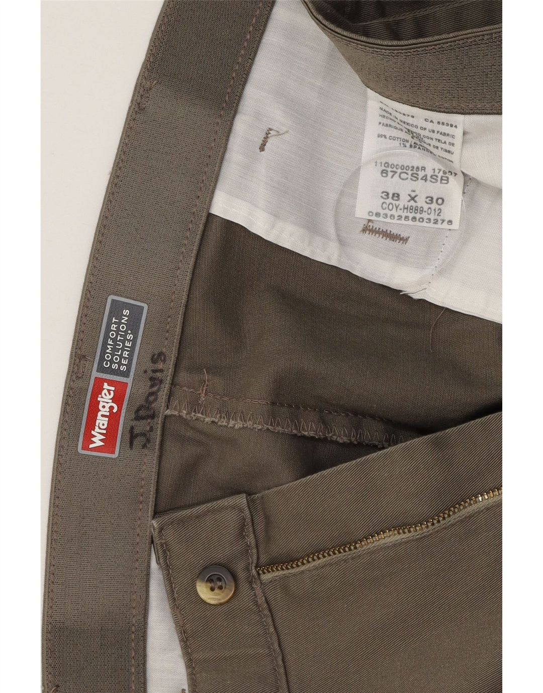 WRANGLER Mens Straight Chino Trousers W38 L30 Grey Cotton Vintage Wrangler and Second-Hand Wrangler from Messina Hembry 