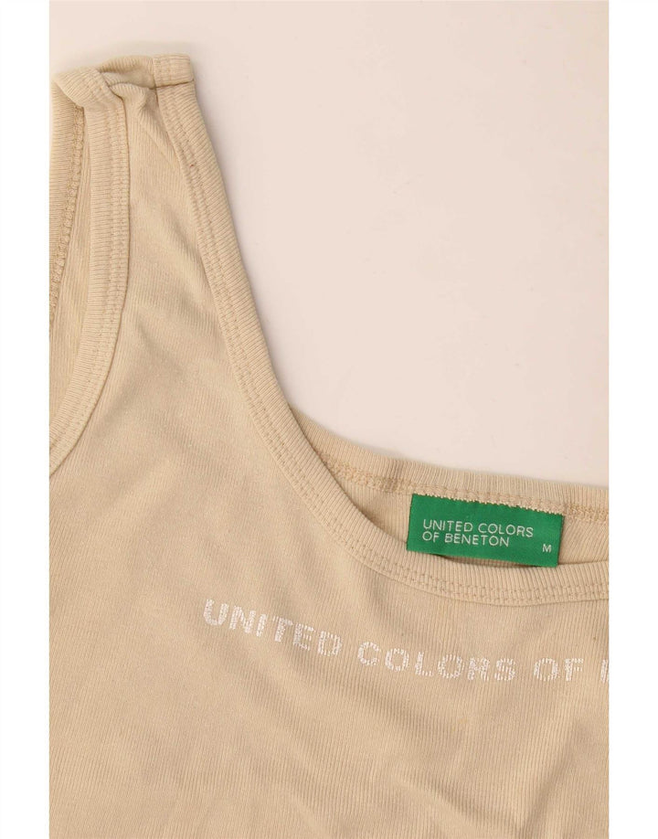 Benetton Womens Graphic Vest Top UK 12 Medium Beige