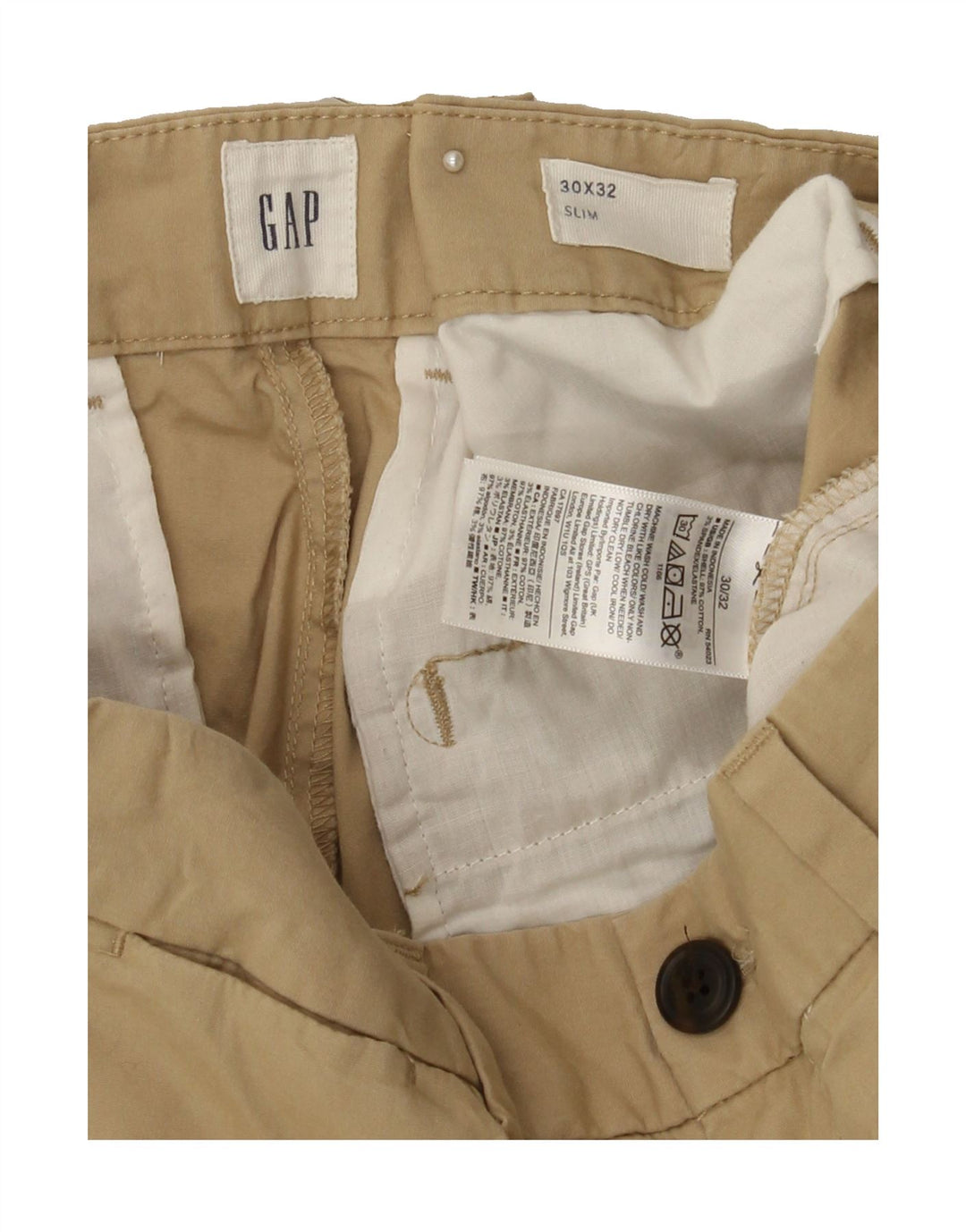 GAP Mens Slim Chino Trousers W30 L32 Beige Cotton Vintage Gap and Second-Hand Gap from Messina Hembry 