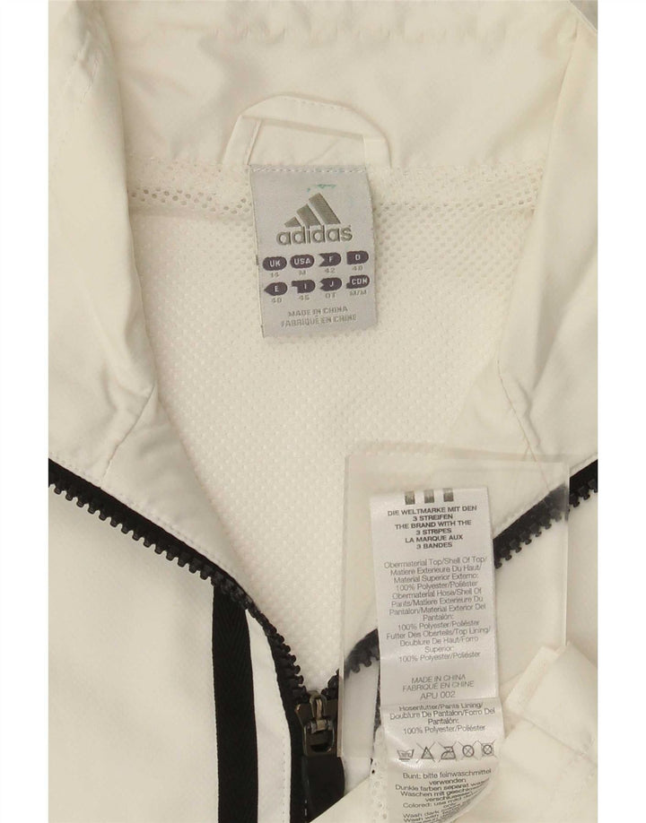 Adidas Womens Tracksuit Top Jacket UK 14 Médio Branco Poliéster