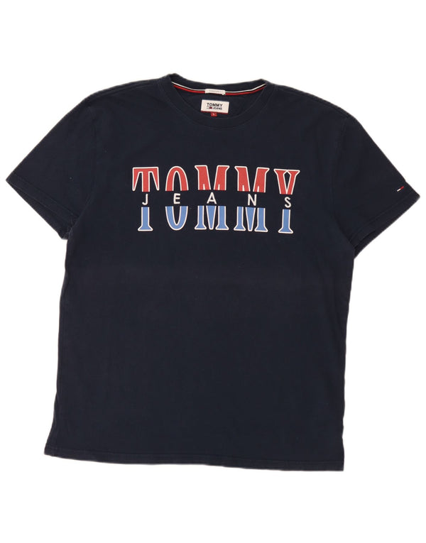 Camiseta masculina Tommy Hilfiger Regular Fit gráfica grande azul marinho