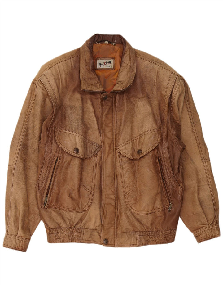 Jaqueta de couro masculina Paul Smith IT 52 XL couro marrom