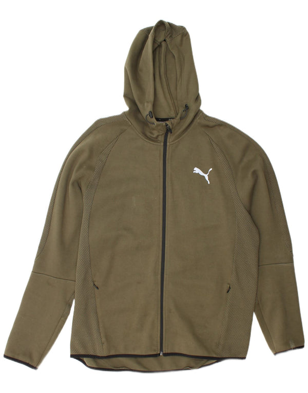 Suéter Puma masculino com capuz e zíper 2XL algodão cáqui