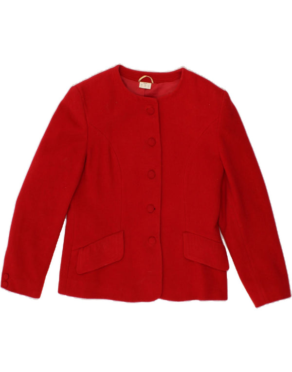 Jaqueta blazer feminina VINTAGE com 5 botões Reino Unido 14 grande lã vermelha