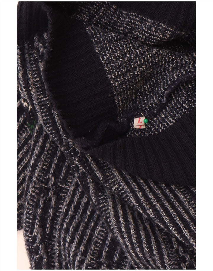 Suéter masculino C&A com gola canoa grande azul marinho Fair Isle poliacrílico