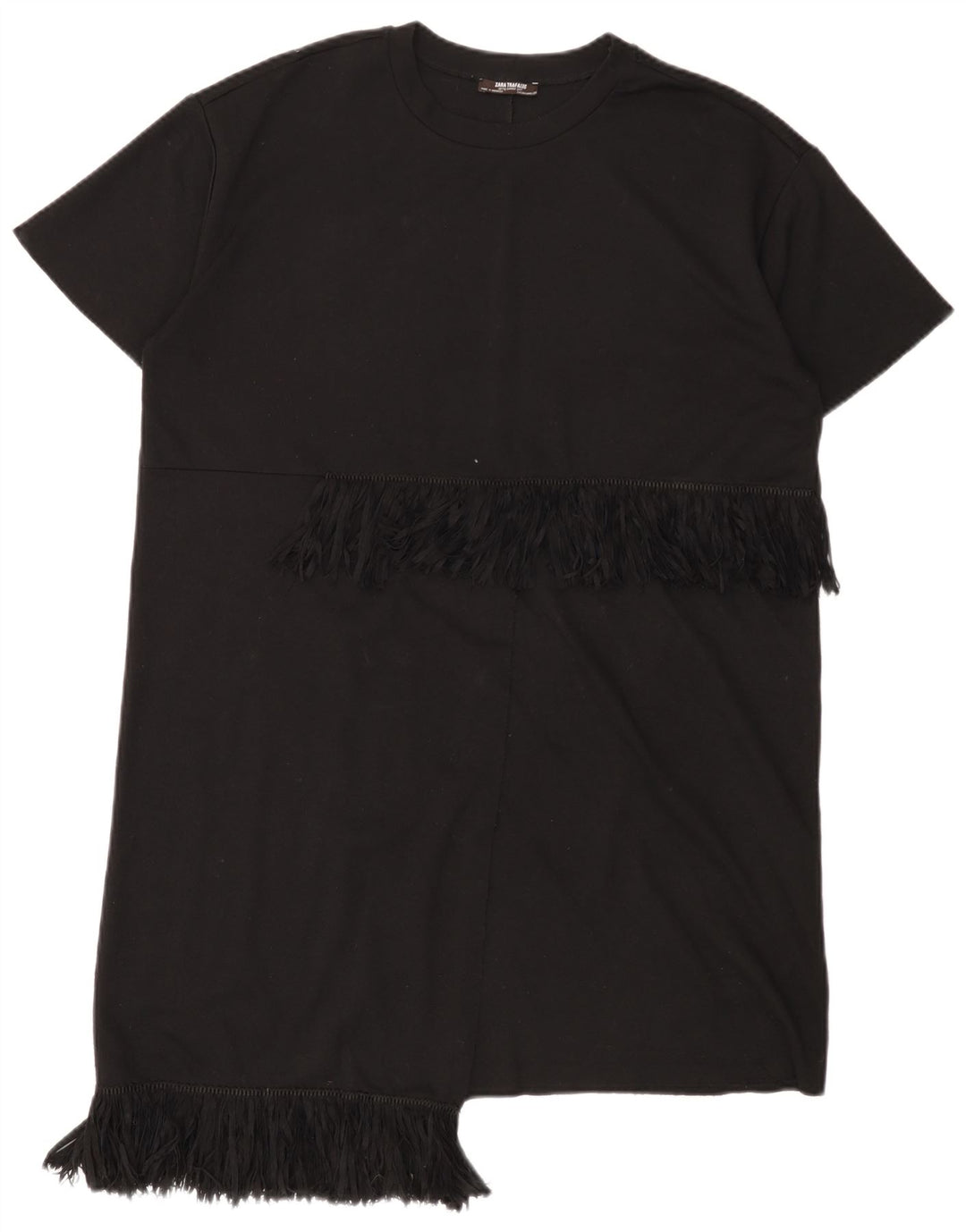 Vestido camiseta feminino oversized ZARA Reino Unido 14 médio preto poliéster