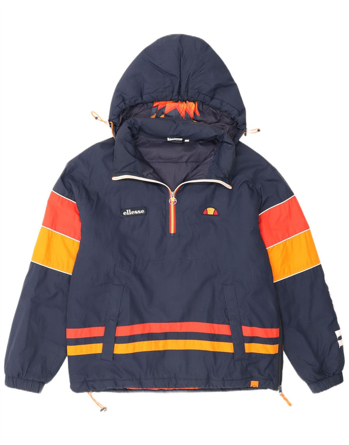 Ellesse Jaqueta masculina com capuz e acolchoada UK 34 XS Azul marinho Colourblock