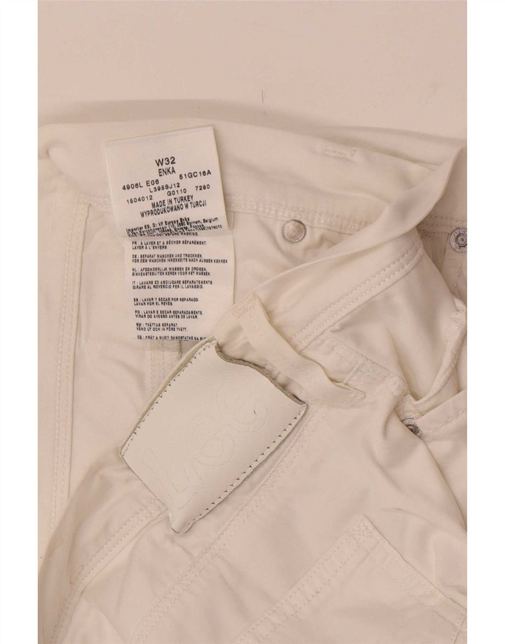 Lee Womens Enka Bermuda Shorts W32 Grande Algodão Branco