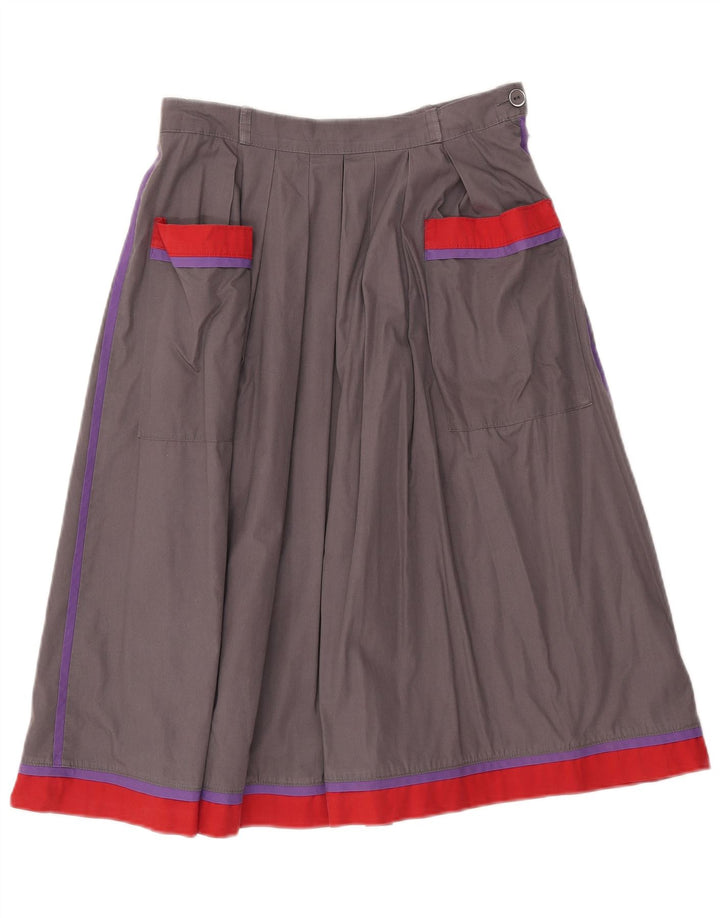 Saia larga feminina vintage EU 40 médio W28 cinza colorblock