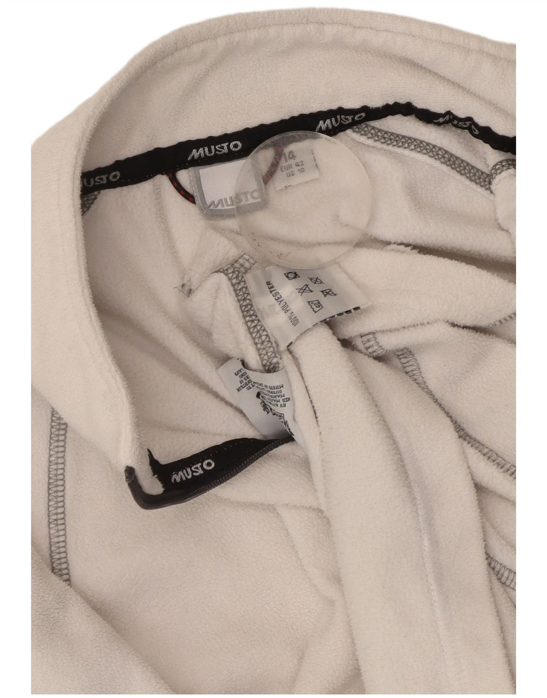 Jumper de lã feminino Musto com zíper e pescoço Reino Unido 14 grande poliéster branco