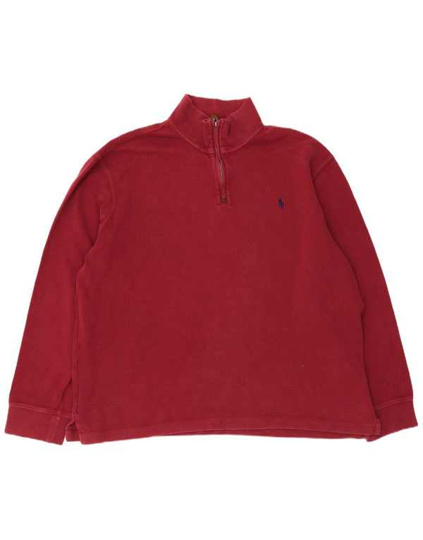 Suéter masculino Polo Ralph Lauren com zíper e gola XL algodão marrom