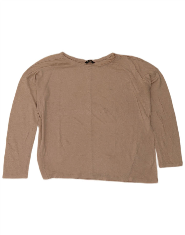 Top feminino Massimo Dutti manga comprida UK 18 XL bege manchado